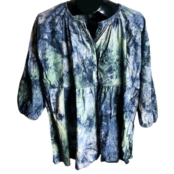 CABI style #5714 Woodstock tie dye linen blend oversized babydoll top size M - Picture 3 of 8